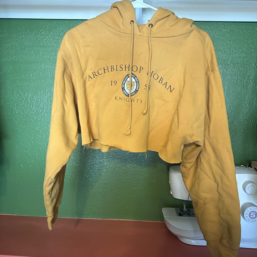 Mustard Yellow Cropped Hoodie